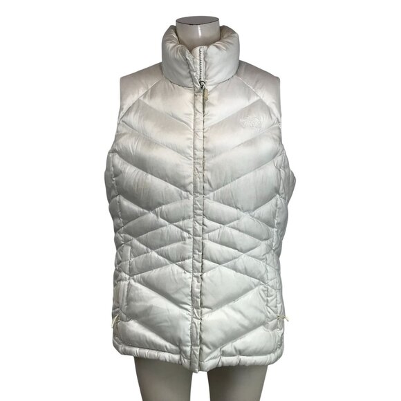 THE NORTH FACE - WOMEN'S XL - OFF WHITE SLEEVELESS FULL ZIP DOWN BLEND VEST - Picture 1 of 11